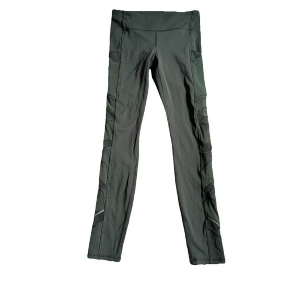 Lululemon Speed Up Skinny Green Mesh Leggings Women Size 6 Olive Green